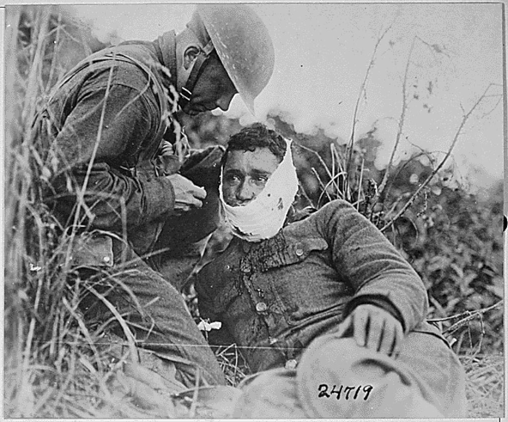 Shell Shocked Africanamerican Soldier Suffering Ptsd Stock Photo