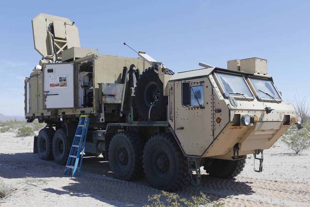 An Active Denial System is staged before conducting a counter personnel demo at Wellton, Ariz., April 4, 2017.