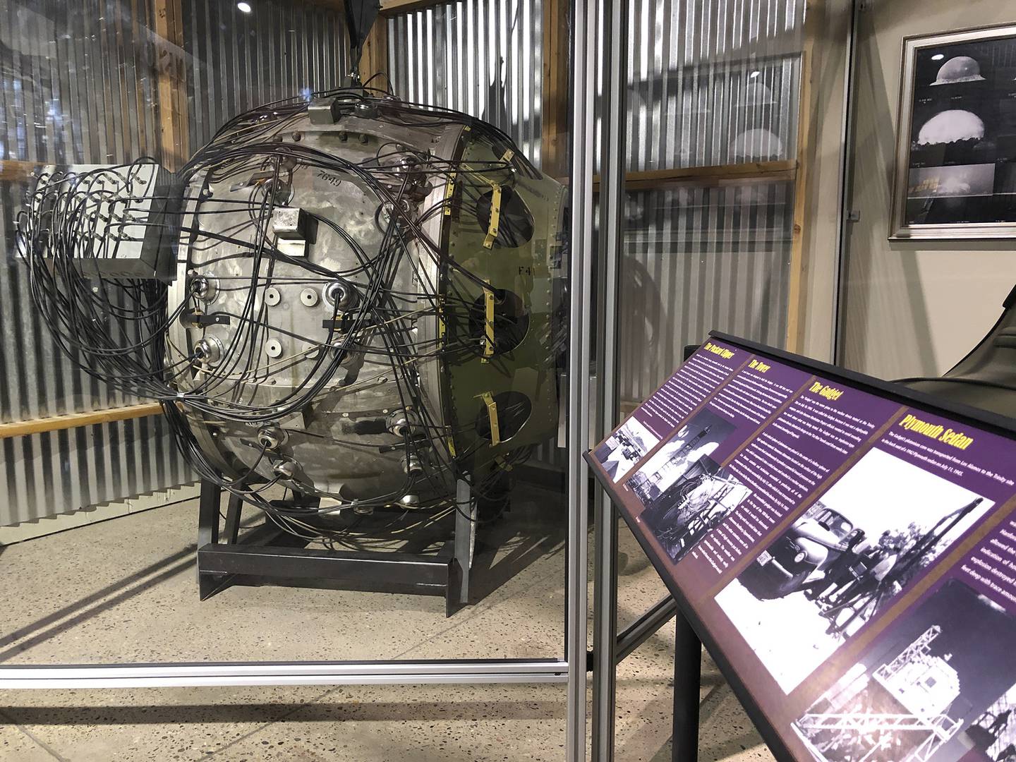 A mockup of the "Gadget" that was detonated during the Trinity Test in 1945, marking the world's first atomic explosion, is on display Wednesday, July 15, 2020, at the National Museum of Nuclear Science and History in Albuquerque, N.M.