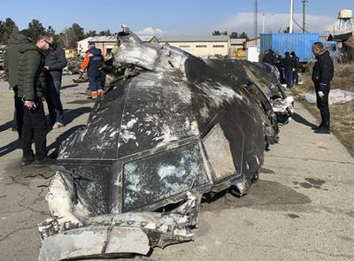 wreckage of the Ukraine International Airlines Boeing 737-800
