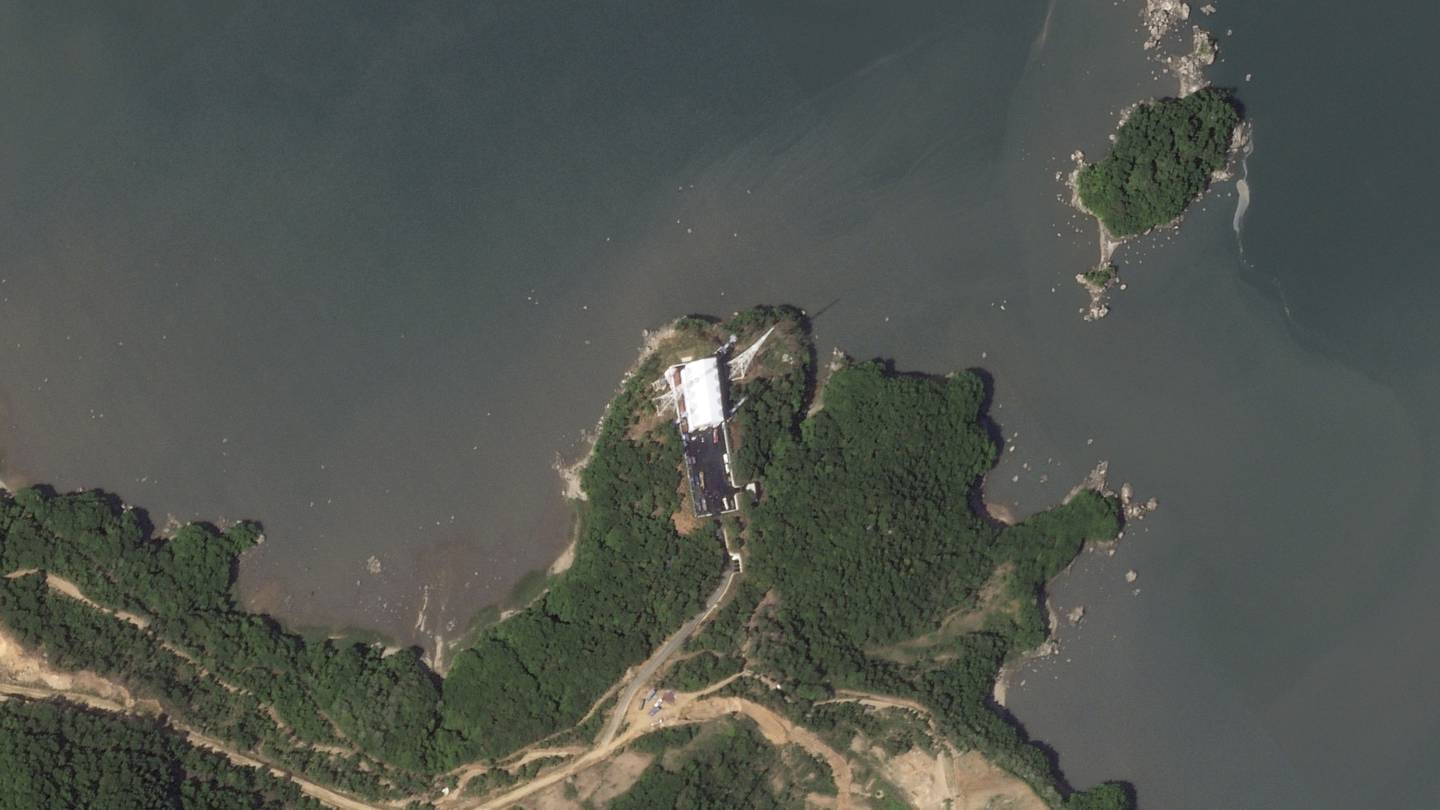 This satellite picture by Planet Labs PBC shows activity at a newly built launch pad at the Sohae Satellite Launching Station near Tongchang-ri, North Korea, Tuesday, May 30, 2023.