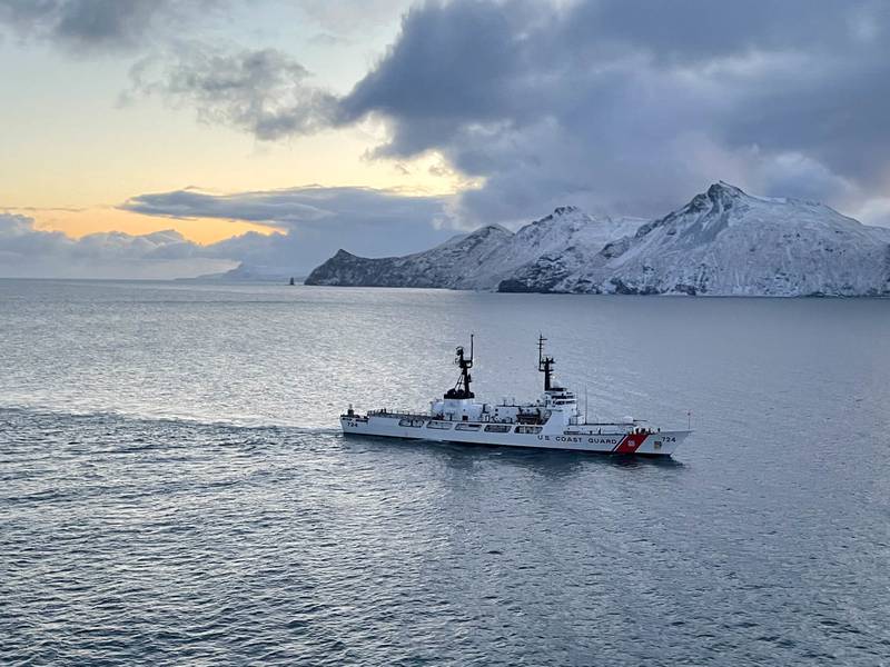 The Coast Guard Cutter Douglas Munro is pictured during its last Bering Sea patrol in March 2021. The Douglas Munro was decommissioned on April 24, 2021.