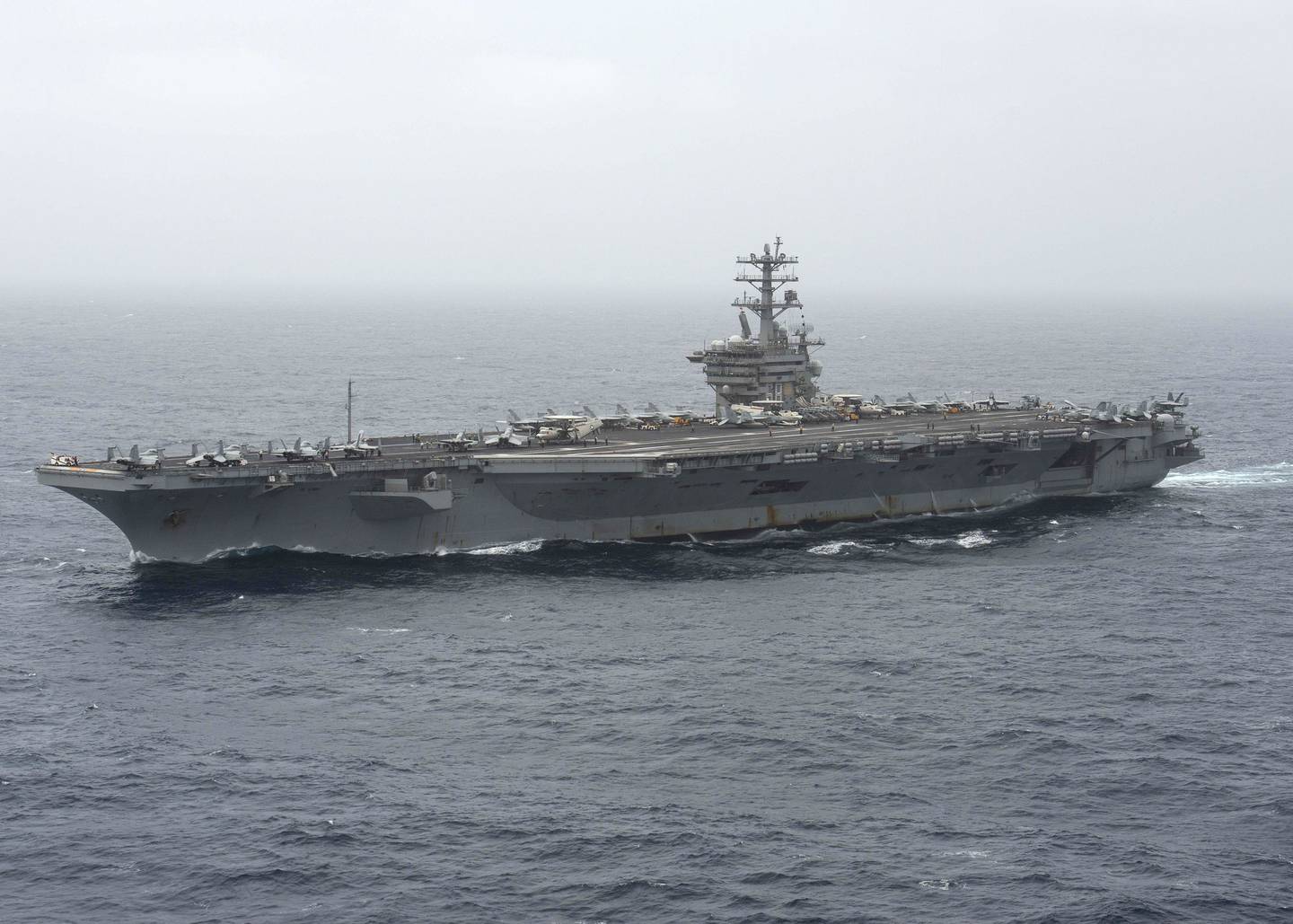 The aircraft carrier USS Nimitz (CVN 68) transits the Arabian Sea on Aug. 17, 2020.