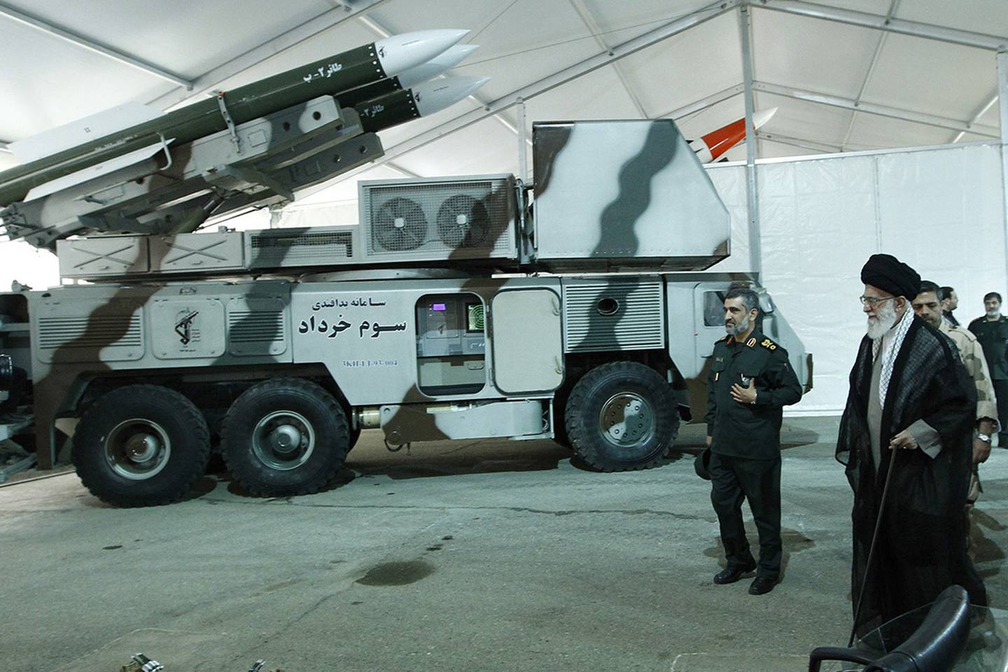 Iran said it has used its air defense system known as Third of Khordad, seen here on May 11, 2014, to shoot down the drone — a truck-based missile system that can fire up to 18 miles (30 kilometers) into the sky.
