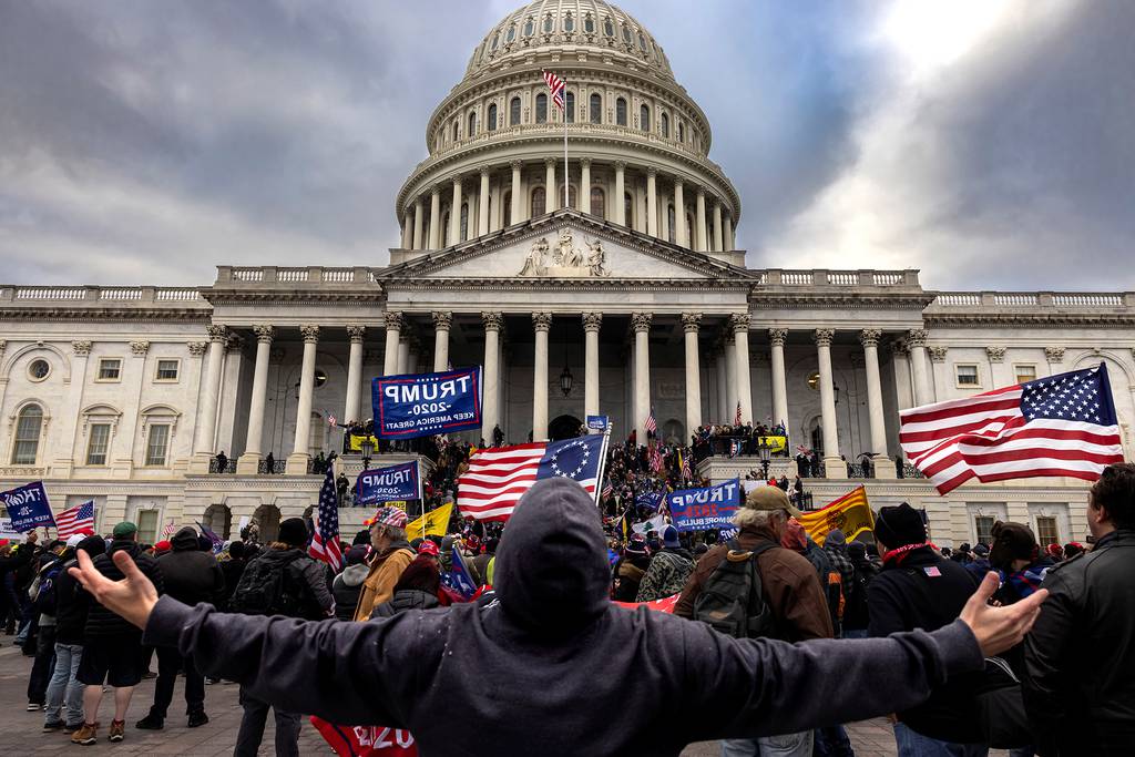 Pro-Trump protesters gather in front of the U.S. Capitol Building on Jan. 6, 2021, in Washington.