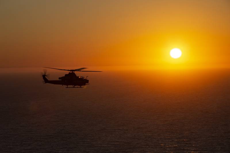 A U.S. Marine Corps AH-1Z Viper conducts Defense of Amphibious Task Force training during Exercise Trident Storm at San Clemente Island, Calif., July 30, 2020.