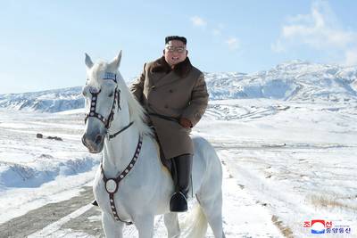 Kim Jong Un rides a white horse