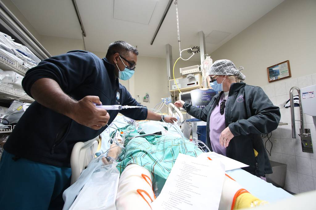 Nurses at Landstuhl Regional Medical Center undertake various training elements designed to increase staffing capabilities in support of COVID-19 operations