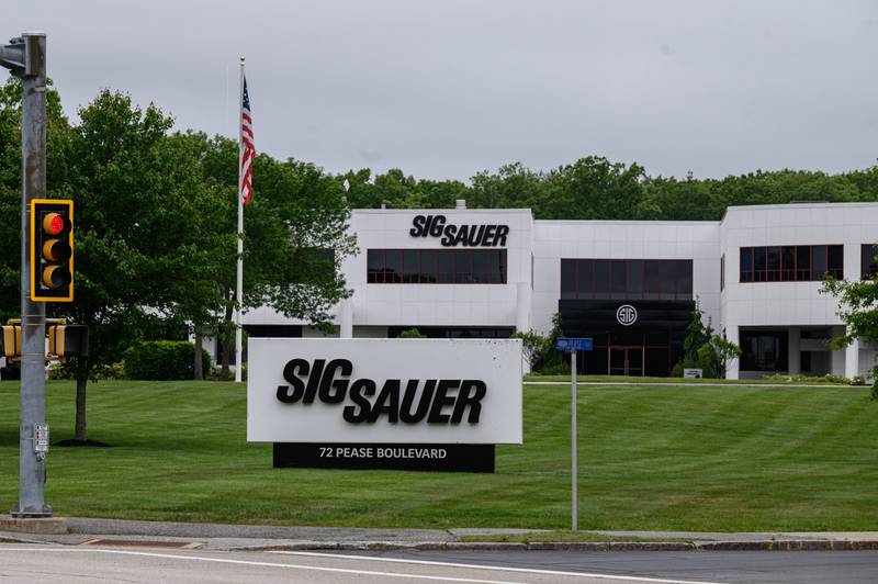 A general view shows the factory of gun maker Sig Sauer near Exeter, New Hampshire on June 4, 2022.