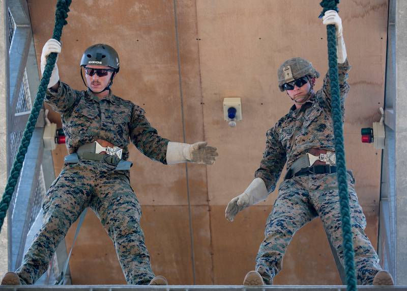 Marines with 3rd Battalion, 3rd Marine Regiment, a part of Marine Rational Force - Darwin (MRF-D), conduct fast rope training aboard Robertson Barracks, Darwin, Australia on Aug. 1, 2019.