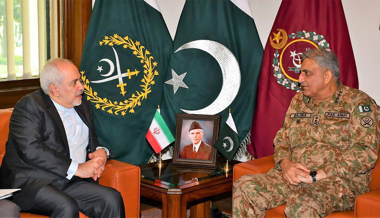 Iranian Foreign Minister Mohammad Javad Zarif meets Pakistani Army Chief Gen. Qamar Javed Bajwa.