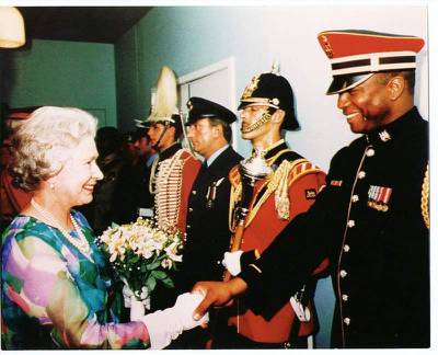 During a trip to London in the mid '90s, Sgt. Maj. Myles Overton and members of The Old Guard Fife and Drum Corps got to meet Queen Elizabeth II, a highlight in the percussionist's military career.