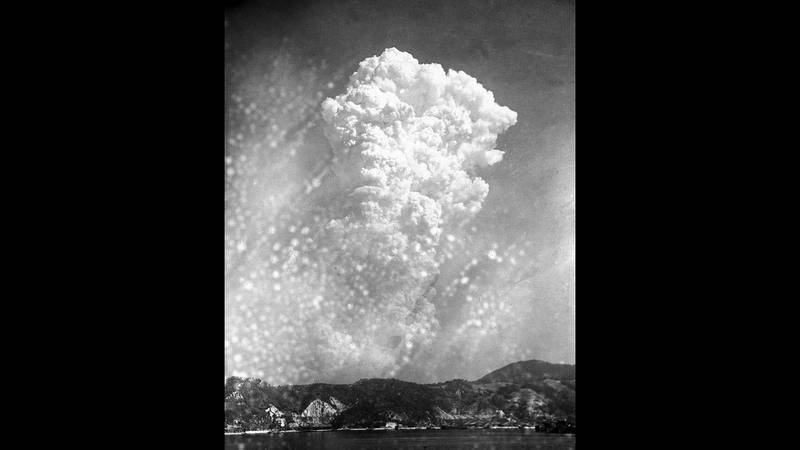 In this Aug. 6, 1945, file photo, smoke rises 20,000 feet above Hiroshima, Japan, after the first atomic bomb was dropped during warfare.