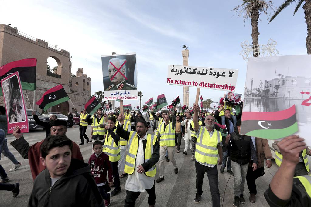 protesters Libya's Field Marshal Khalifa Hifter
