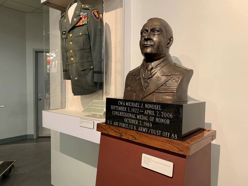 The CW4 Michael J. Novosel Sr. display in the U.S. Army Aviation Museum at Fort Rucker. The home of Army Aviation will be redesignated Fort Novosel April 10. Photo by Jim Hughes.