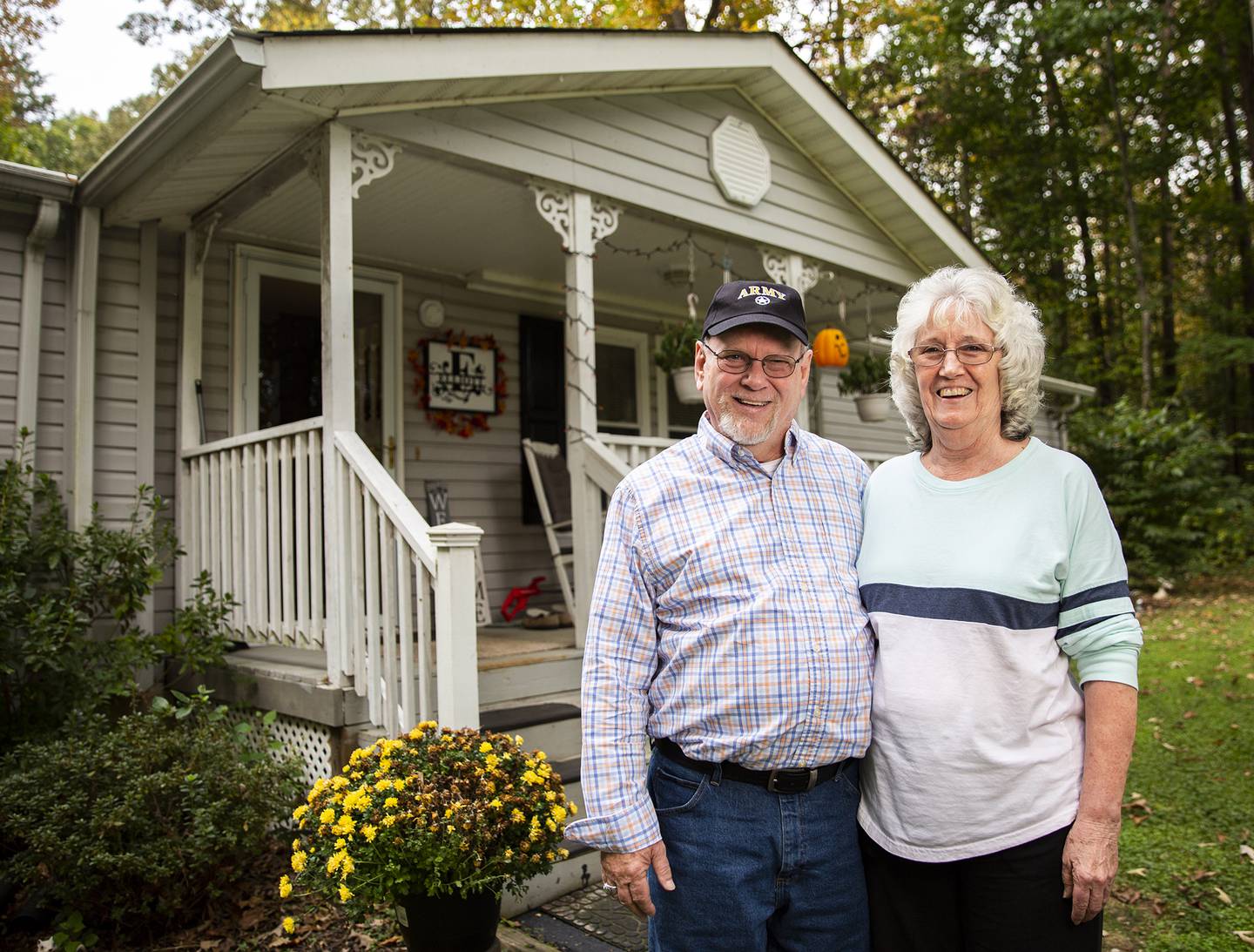 Boyd Elliott and his wife, Paula, outside their home in Louisa County on Thursday, Oct. 13, 2022 in Fredericksburg, Va.
