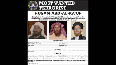 This image released by the FBI shows the wanted poster of al-Qaida propagandist Husam Abd al-Rauf, aka Abu Muhsin al-Masri.