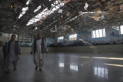 The damage of Dubai City wedding hall is seen after an explosion in Kabul, Afghanistan, Sunday, Aug.18,  2019.