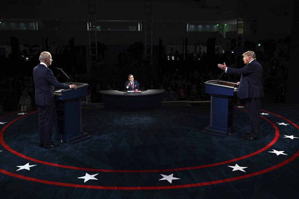 President Donald Trump and Democratic presidential candidate former Vice President Joe Biden participate in the first presidential debate Tuesday, Sept. 29, 2020, at Case Western University and Cleveland Clinic, in Cleveland.