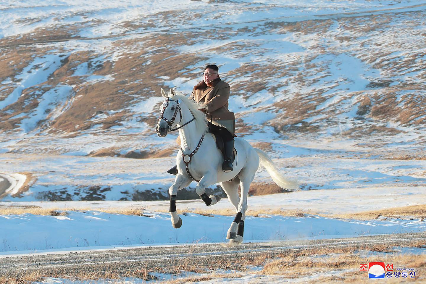 Kim Jong Un rides a white horse