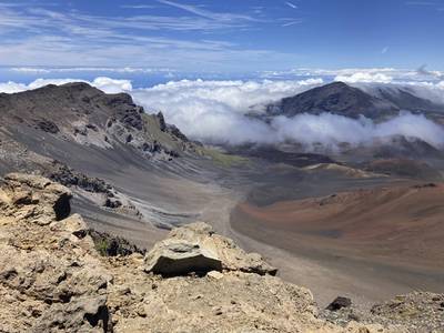 Views from the summit area of Haleakala volcano on Maui in Haleakala National Park, Hawaii, are photographed on June 28, 2022.