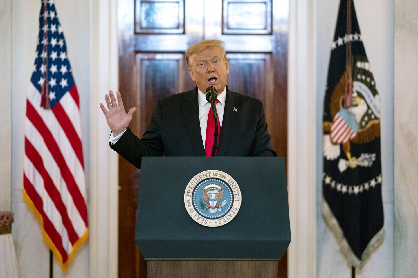 President Donald Trump speaks during the Spirit of America Showcase at the White House on July 2, 2020, in Washington.