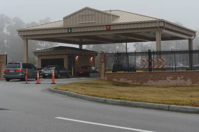 The construction at the main gate of Shaw Air Force Base, South Carolina, was completed Dec. 17, 2012. (Airman 1st Class Krystal Jeffers/Air Force)