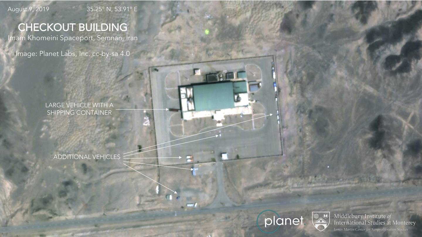 This Aug. 9, 2019, satellite image shows activity at the Imam Khomeini Space Center in Iran's Semnan province.