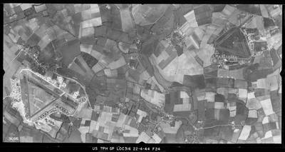In this aerial photo released by the Historic England Archive taken by the United States Army Air Force, on April 24, 1944, a view of RAF Chalgrove (USAAF Station 465) and RAF Mount Farm (USAAF Station 234) in Oxfordshire, England.
