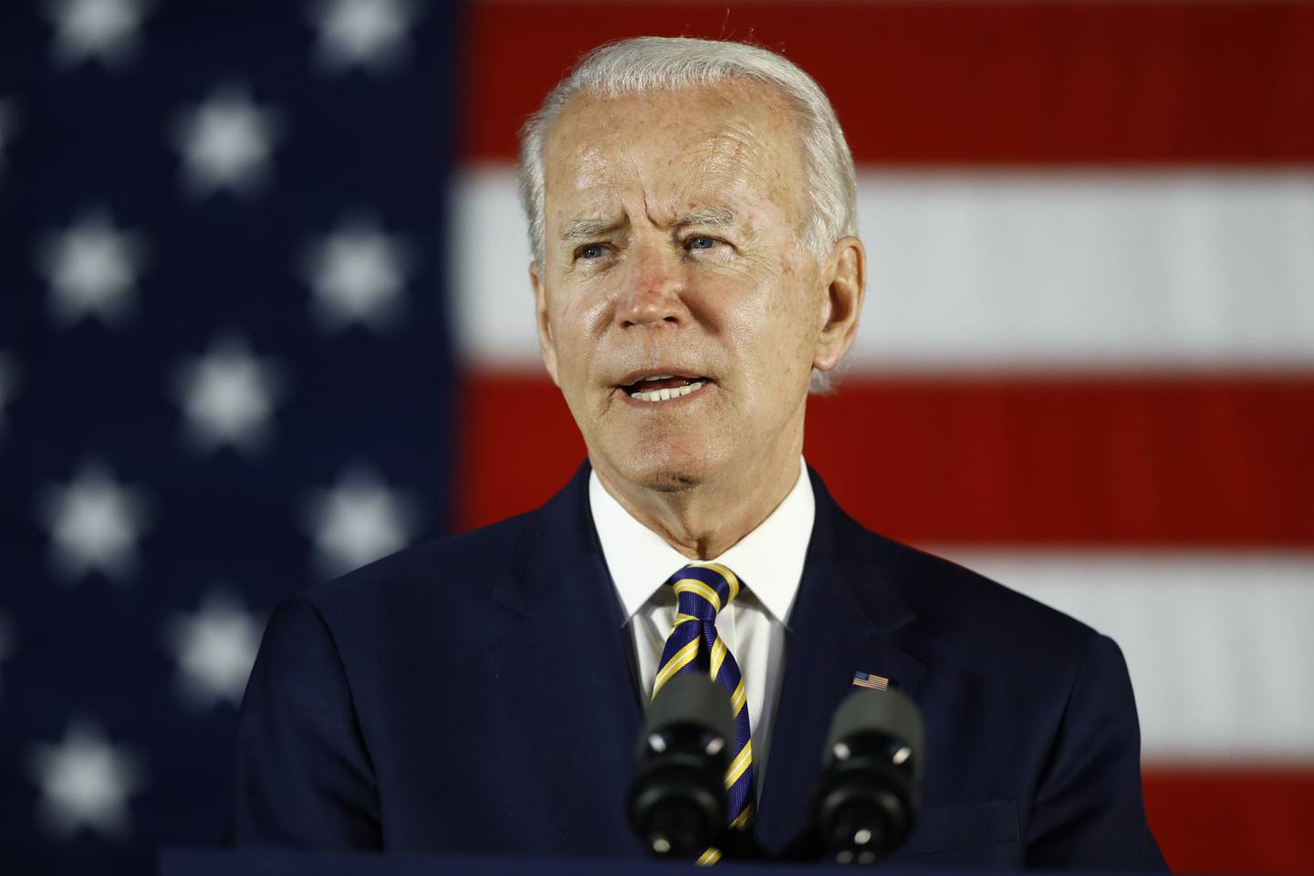 In this June 17, 2020, file photo, Democratic presidential candidate, former Vice President Joe Biden speaks in Darby, Pa.