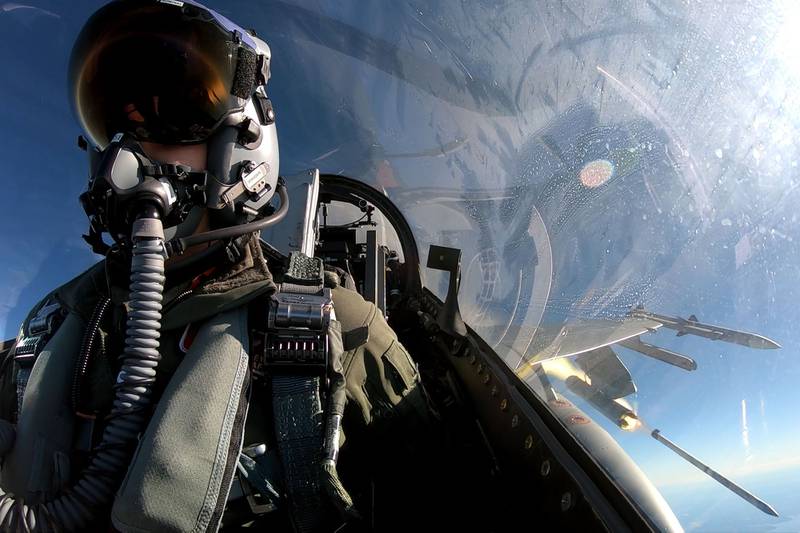 Maj. Nathan McCaskey, 40th Flight Test Squadron test pilot, fires a rocket from his F-16 Fighting Falcon near Eglin Air Force Base, Fla., Nov. 3, 2020. The rocket was being tested against a ground based stationary target.