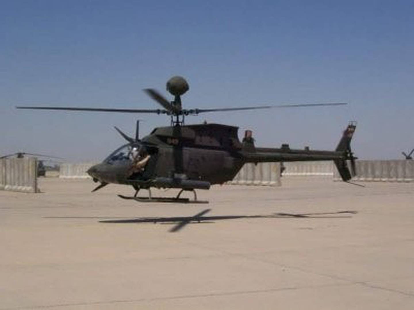 A helicopter readies for a mission in Iraq.