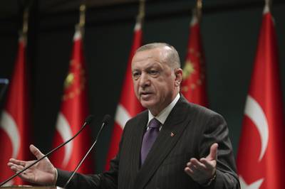 Turkey's President Recep Tayyip Erdogan speaks after a cabinet meeting, in Ankara, Turkey, Dec. 14, 2020.