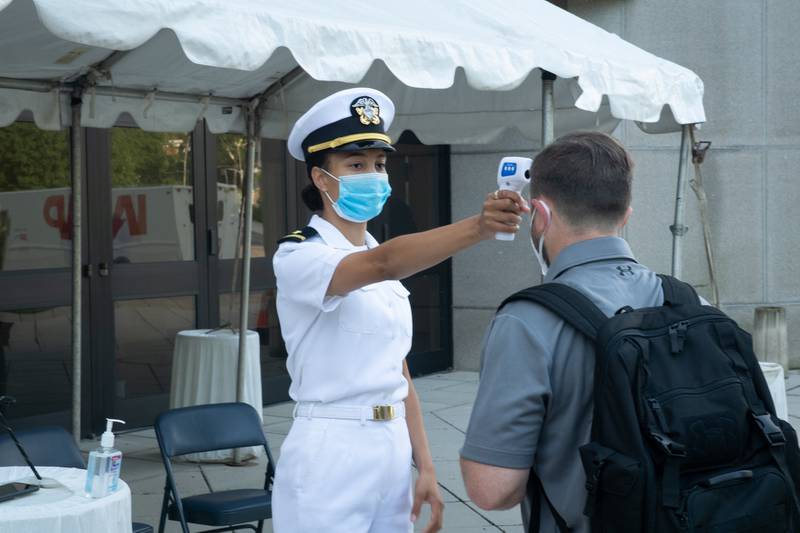 The United States Naval Academy welcomes the incoming 4th class midshipmen, or plebes, of the Class of 2024 on July 1, 2020, during a four-day induction process due to restrictions set forth by the COVID-19 pandemic for this 2020 year.