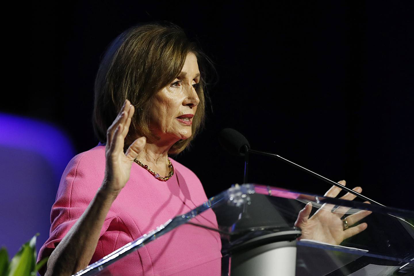 Speaker of the House Nancy Pelosi, D-Calif., addresses the NAACP convention, Monday, July 22, 2019, in Detroit.