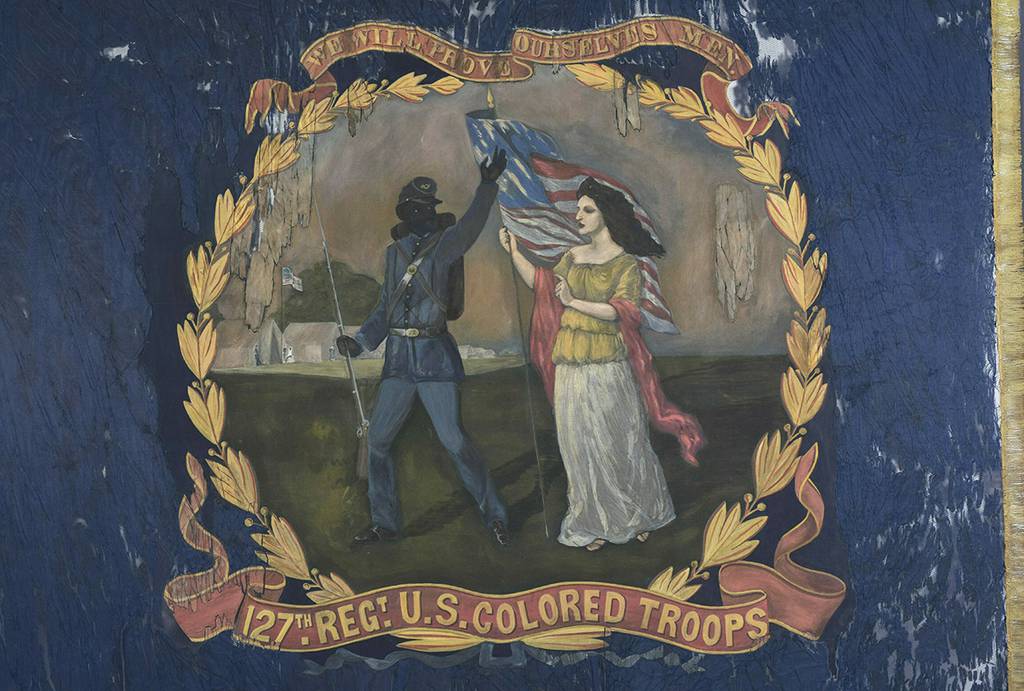 the 127th Regiment United States Colored Troops battle flag