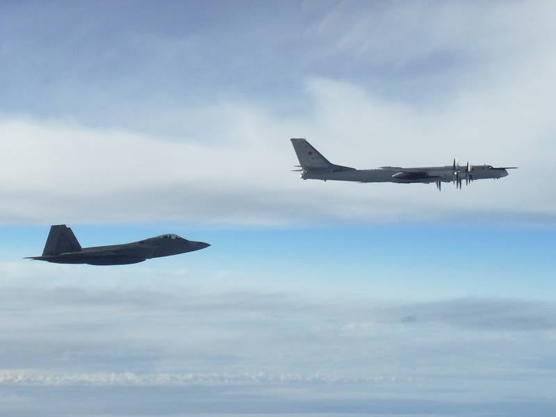 Two NORAD F-22 “Raptor” fighter jets positively identified and intercepted two Russian Tu-95 “Bear” bombers on Sept. 11, 2018.