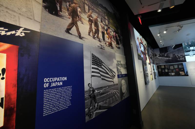 Imagery of post-war Japan are part of the new pavilion of the National World War II Museum, in New Orleans, photographed Tuesday, Oct. 31, 2023.