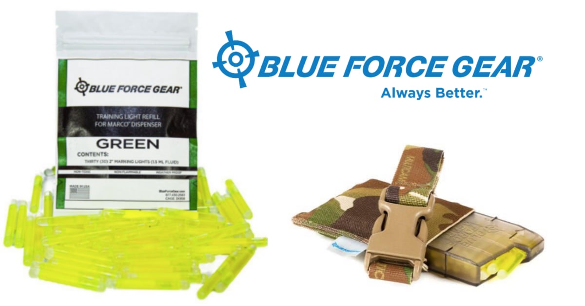 Each MARCO Refill Kit contains 30 individual 2-inch disposable marking sticks housed
in a resealable bag and are available in red, blue, green or infrared hues. Miniature
marking sticks provide the equivalent lumen output of 4-inch taped ChemLights, as
seen through Night Vision Devices and are impervious to the elements; continuing to
glow rain or shine, hot or cold.