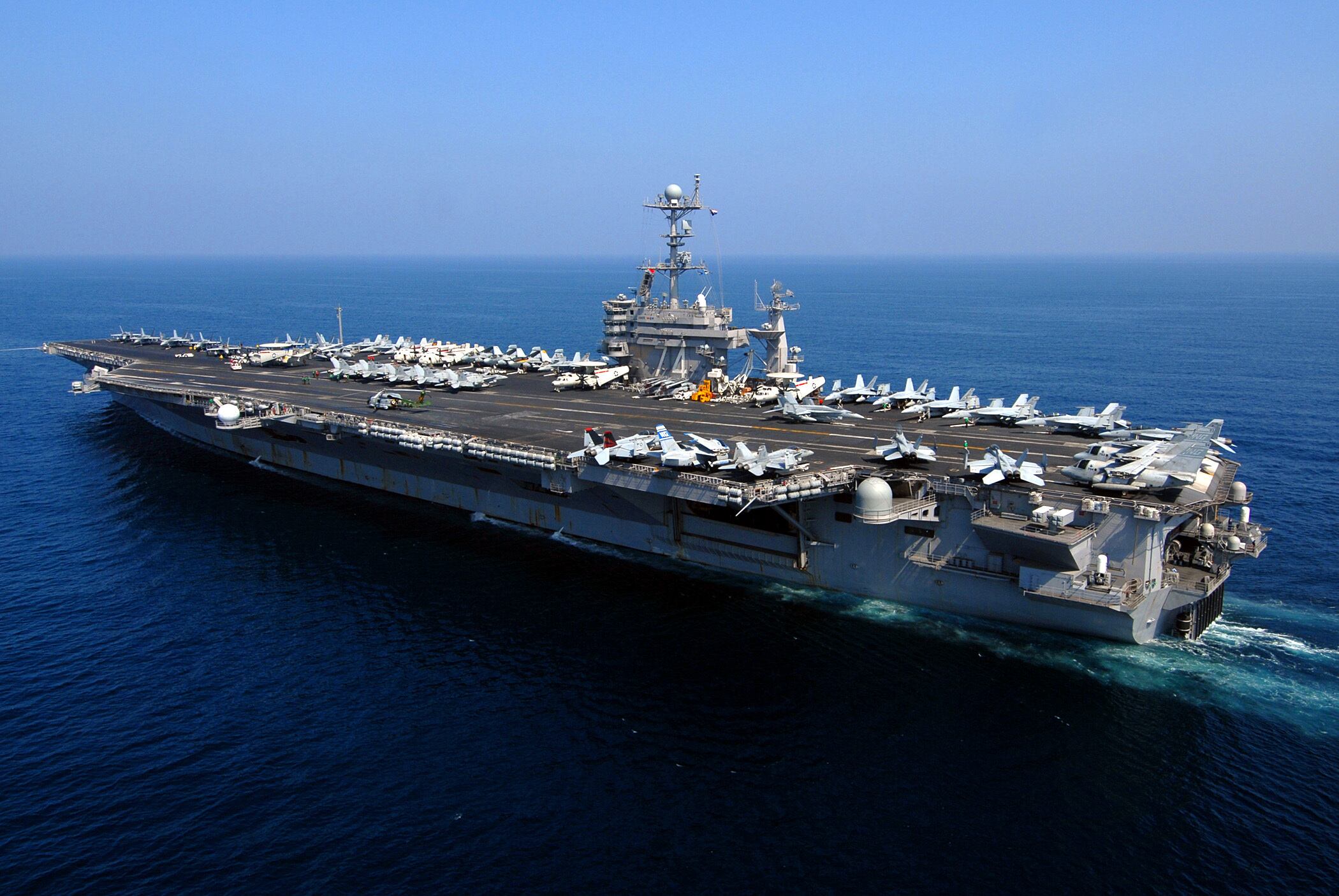 The aircraft carrier John C. Stennis conducts operations in the North Arabian Sea, Feb. 23, 2007.