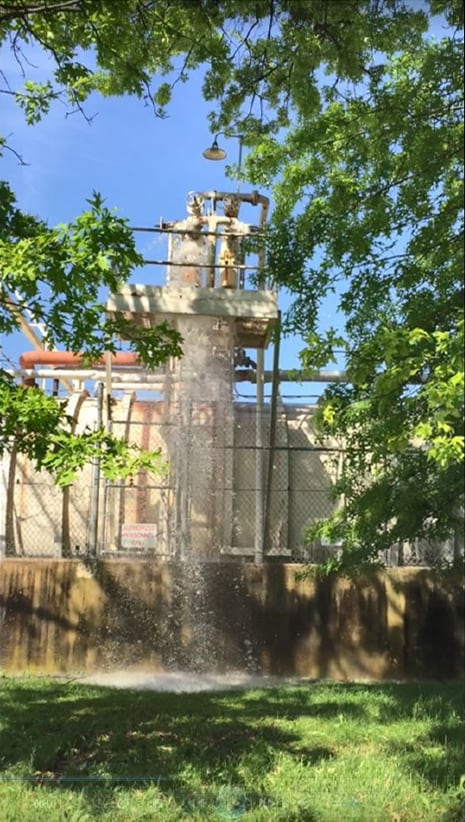 No action was taken to address the release of unsterilized lab wastewater out of this storage tank at Fort Detrick on May 25, 2018, until days had passed, and a worker provided this photo — obtained by the author via a records request — documenting that the safety breach had occurred.