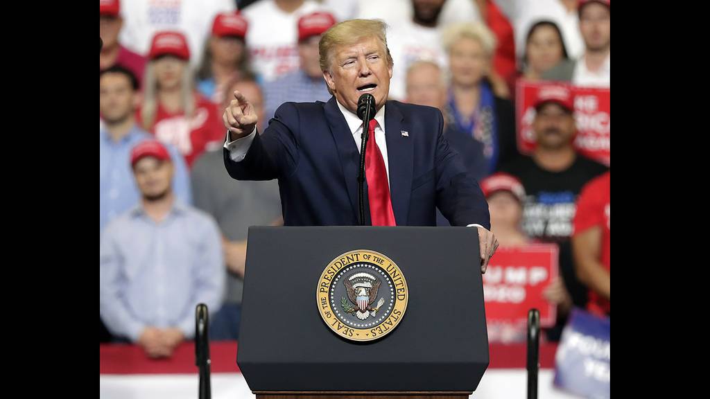 President Donald Trump speaks to supporters as he formally announced his 2020 re-election bid Tuesday, June 18, 2019, in Orlando, Fla.