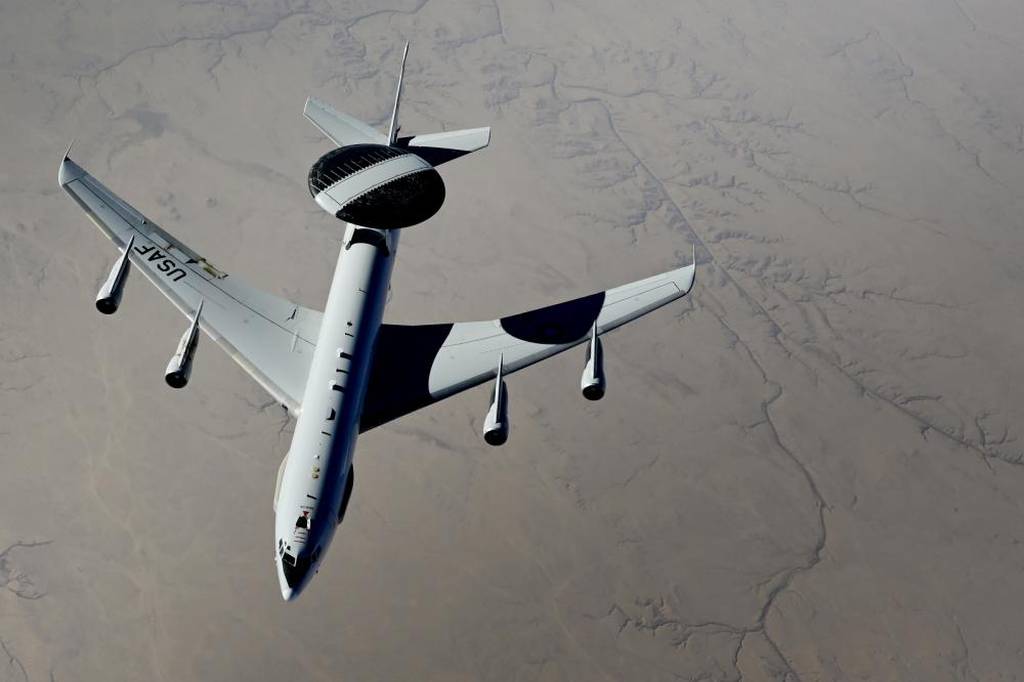 E-3 Sentry airplane flies over the Middle East