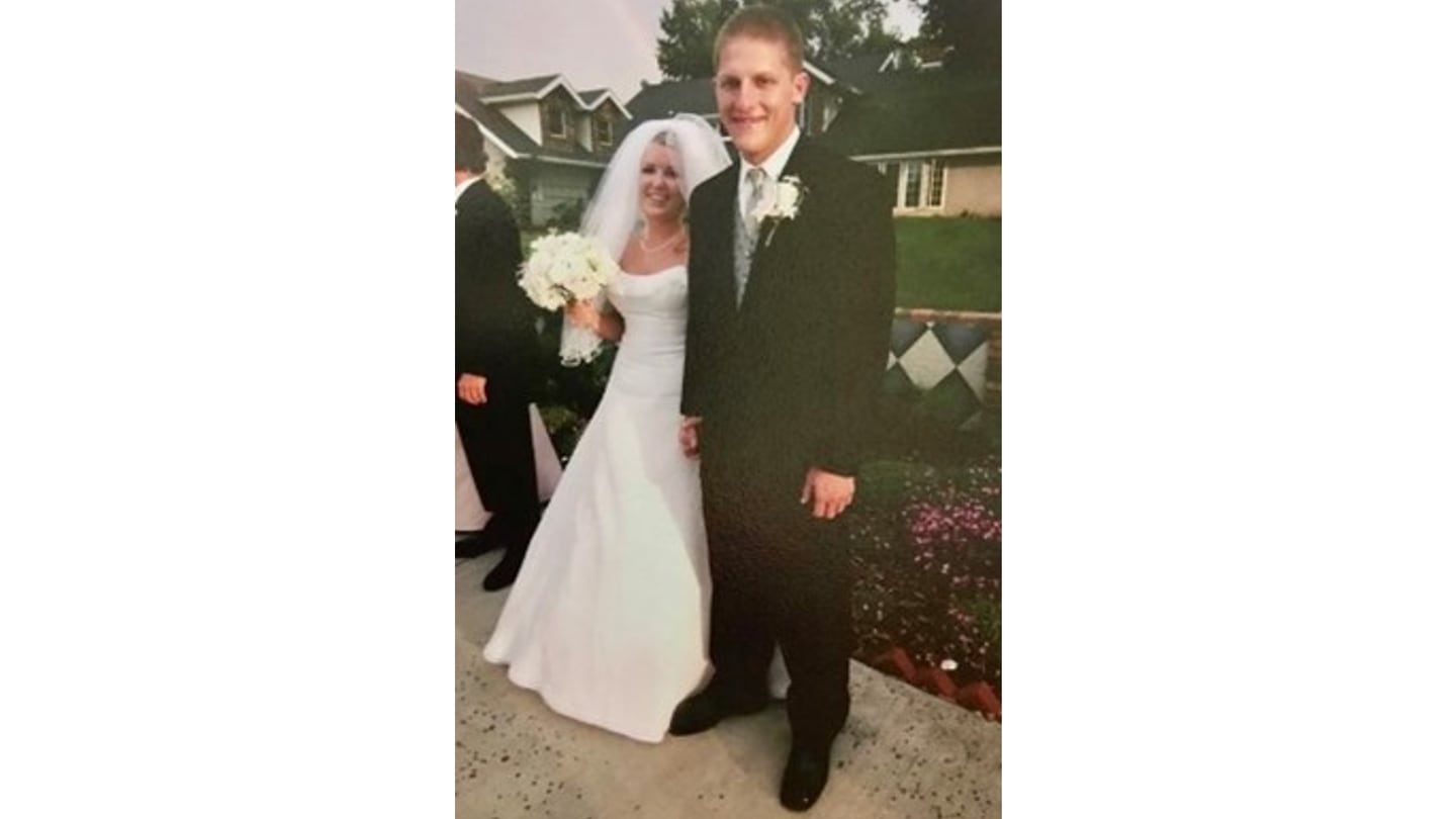 Bryan Black with his wife Michelle on their wedding day in July 2005.